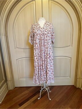 Floral Pink Long Sleeve Maxi Dress - Unbranded